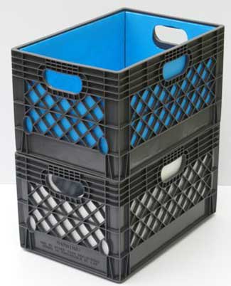 stack of two milk crates with liners